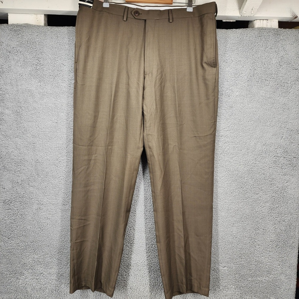 Haggar‎ Classic Fit Dress Pants 40x32 E-CLO No Iron Stretch Beige Straight Leg